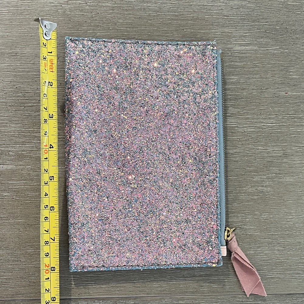 J Crew glitter zipper clutch